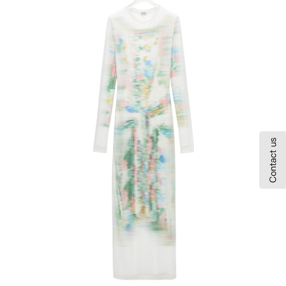 Loewe trompe-l'oeil-print mesh long dress